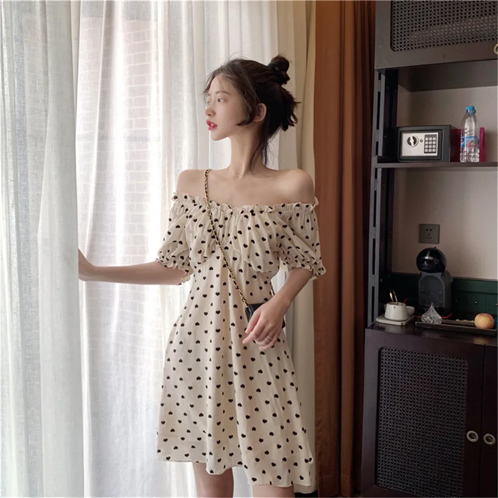 Slash Neck Women Boho Dress A-line Mini Summer Casual Sundress Vestidos Party Beach Ladies Ropa Mujer Femme Korean Style Dresses