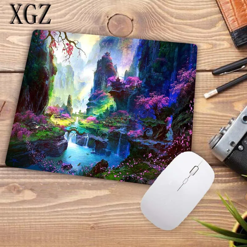 XGZ Flower Forest Fantasy Scenery Large Gaming Mouse Pad PC Computer Gamer Mousepad Desk Mat Lockin