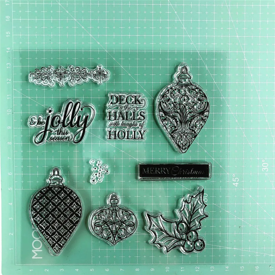 14*14 Merry Christmas Transparent Clear Silicone Stamp Seal for DIY Scrapbooking Photo Album Decorative Clear Stamps Sheet