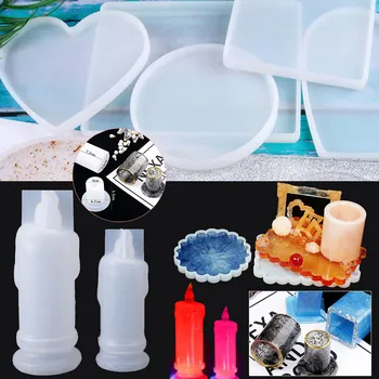 

1pcs Crystal epoxy DIY handmade storage base silicone mold oversized round heart-shaped rectangular storage base