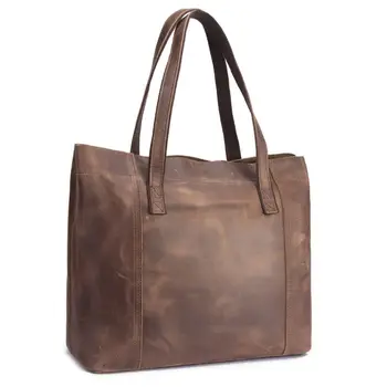 

Large Capacity Retro Women Genuine Leather Horizontal Tote Bag Wild Hand-crackle Hot New