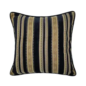 

Vintage Classic Soft Heavy Chenille Velvet Black Stripe Pipping Square Pillow Case Sofa Cushion Cover 45 x 45 cm Sell by piece