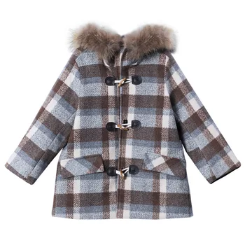 

2019 New Fashion Women Woolen Coat Warm Thicker Coats Houndstooth Wool Coat Vintage Black and White Loose Retro Plaid Female