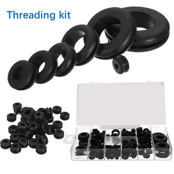 

Grommet Assortment Kit Rubber Black Protection Coil Cables Wires Snap-Close Lid 180Pcs Round Rubber Round Rubber Grommet