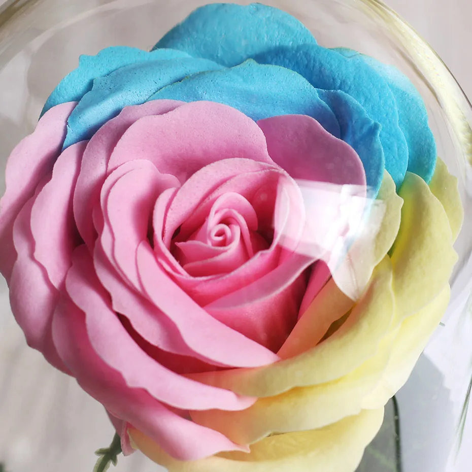 Многоцветный искусственный цветок Светодиодная лампа роза в стеклянной колбе Cupula De cestal Para Rosa День Святого Валентина подарок на день рождения матери
