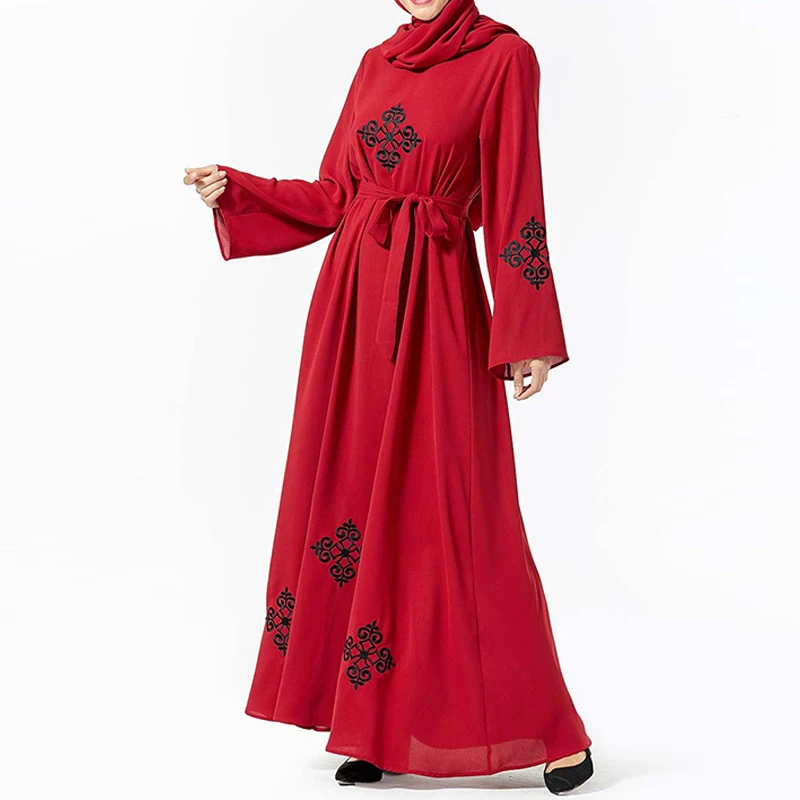 red dress Кафтан абайя Дубай длинный мусульманский хиджаб платье джилбаб Абая для женщин Кафтан эльбисе турецкие платья ислам ic одежда халат ислам - Цвет: red dress