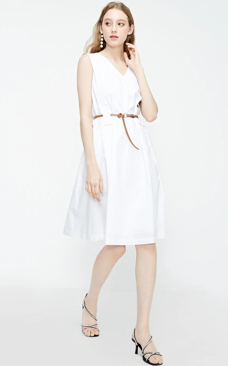 Vero Moda New V-neck Sleeveless Cotton Pure Dress | 31927A502