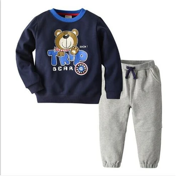 

Children's wear children suit 2019 autumn new cartoon bear boy cotton fleece two-piece outfit