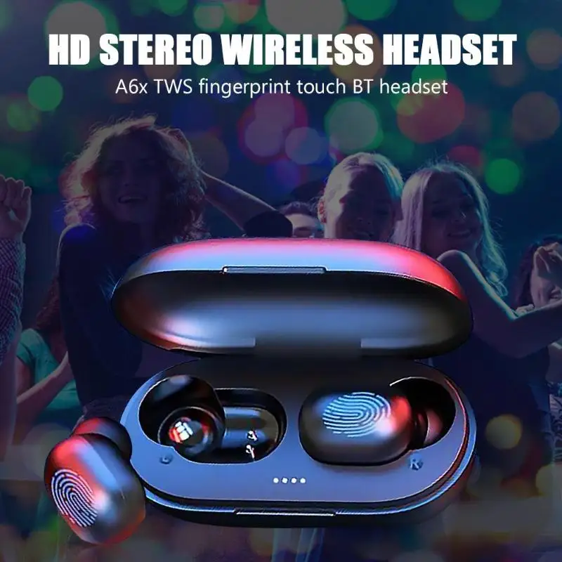A6X, TWS, отпечаток пальца, сенсорная Bluetooth гарнитура, HD, стерео, беспроводная гарнитура, шумоподавление, игровые наушники, телефон для iPhone, Xiaomi