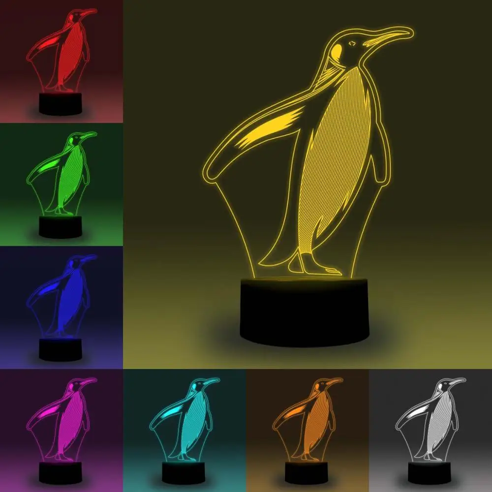 

NiteApps 3D Spheniscidae/Penguin LED Night Light Desk Table Illusion Lamp Holiday Birthday Gift APP/Touch Control