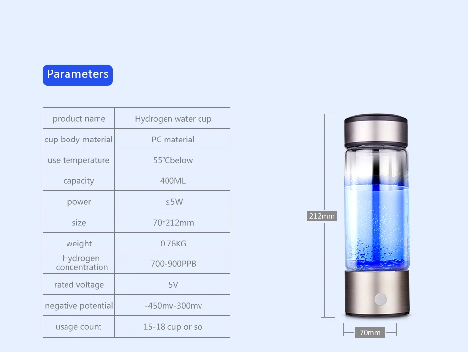 Японский титановый качественный водородный ионизатор для воды/генератор супер антиоксиданты ORP водородная бутылка 420 мл