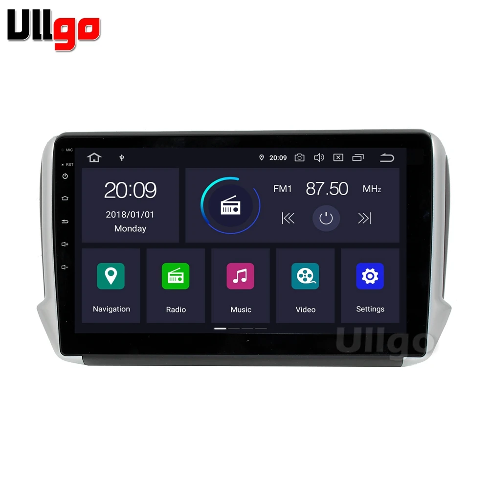 Android 9.0 Car Head Unit for Peugeot 2008 208 Autoradio GPS 1 din Car Radio GPS in Dash GPS with BT RDS WIFI Mirror-link
