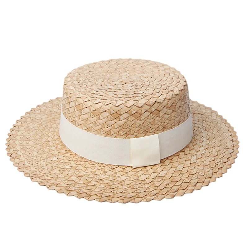 

New Handmade Straw Beach Hat For Women Summer Holiday Panama Cap Fashion Flat Sun Protection Visor Hats