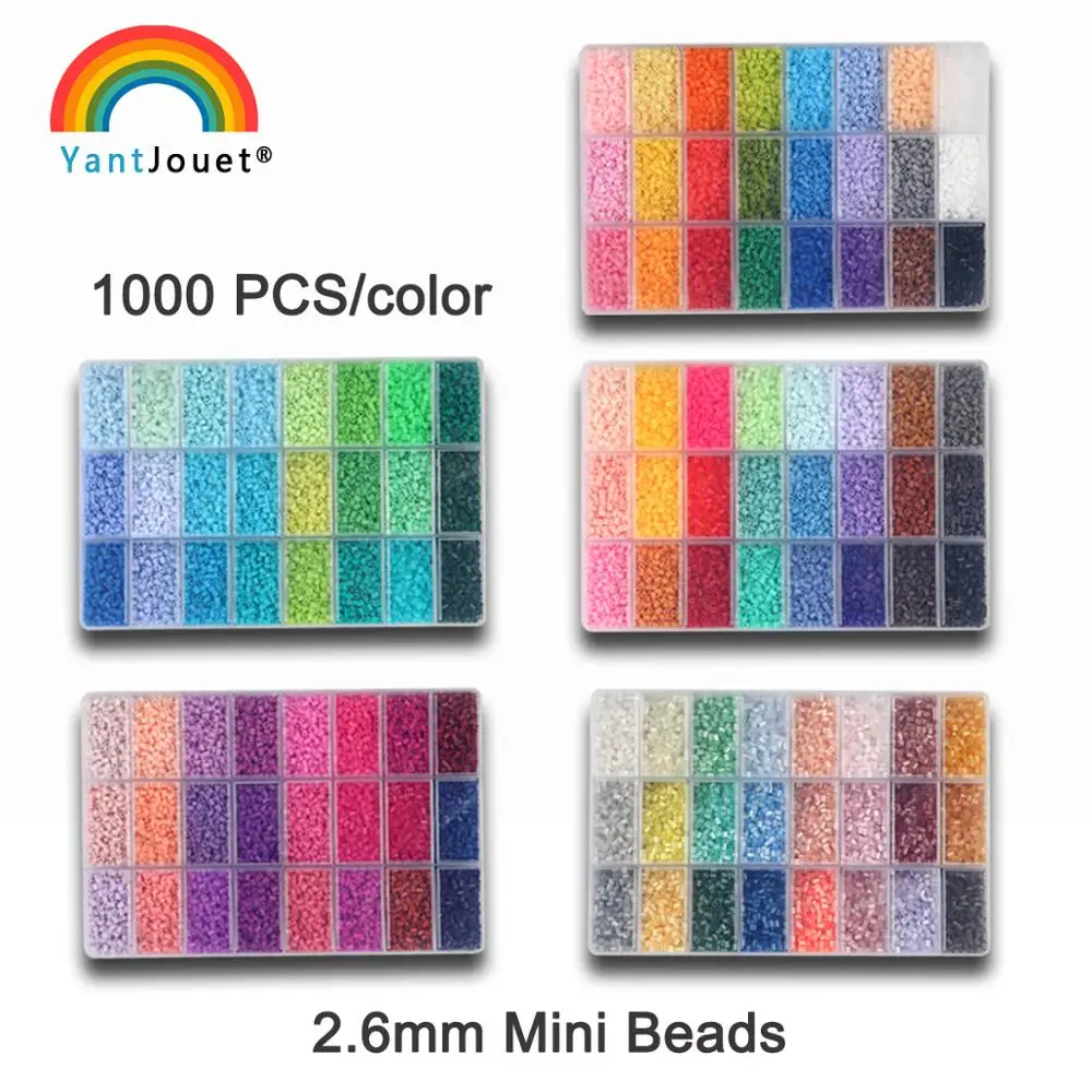 Yantjouet 2.6mm Mini Beads 24000Pcs 24color/lot Hama Beads DIY Toy For Kids High Quality Iron Beads Puzzle Children Gift 6000pcs 24color 3d puzzle beads crystal color diy 5mm diy toy beads water spray set ball games handmade magic toy for children