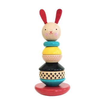 

Baby Rabbit Wood Stacking Toy,Colorful Tumbler Stacked Toys,Toy Gift for 1-3 Year Old Children