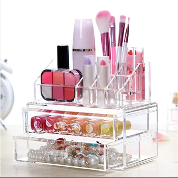 

Acrylic Earrings Necklace Box Cosmetic Organizer Jewelry Transparent Drawer