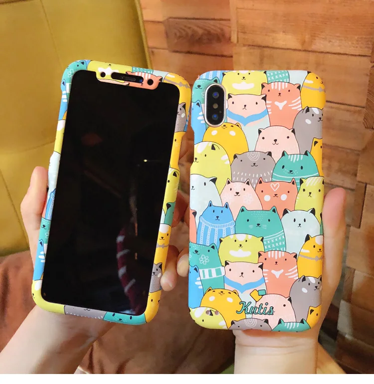 Чехол с фламинго для iphone 11 Pro, 360, передняя и задняя крышка, чехол для iphone XS max XR X 8 6 7 plus, чехол с изображением единорога, цветка розы, торта - Цвет: KH-5