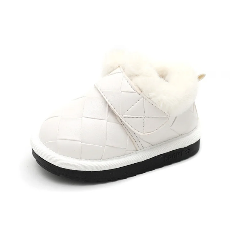 

2022 New Winter Children Snow Boots Warm Plush Leather Princess Little Girls Sneakers Fashion Toddler Baby Shoes