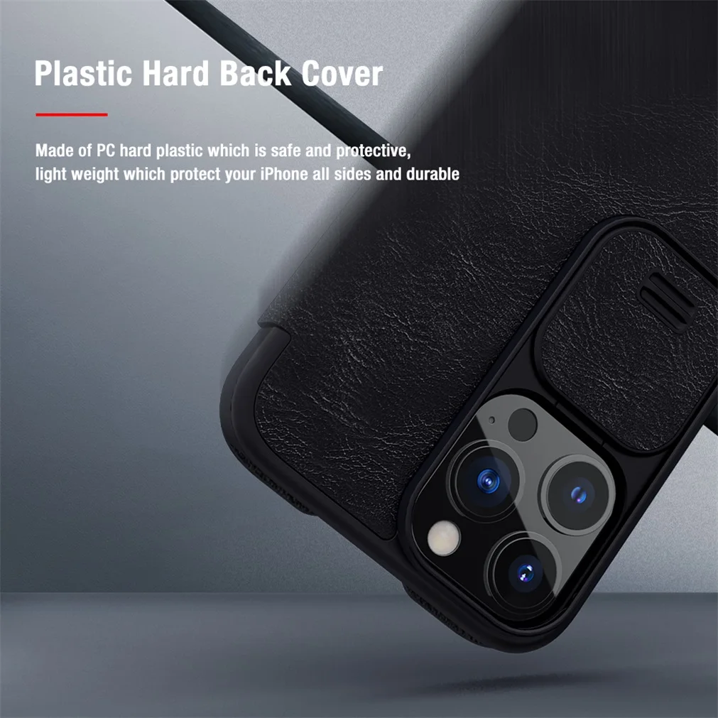 Flip Case For iPhone 13 Pro / 13 Pro Max Nillkin Qin Leather Flip Cover Slide Camera Lens Protection For iPhone13 Book Case apple iphone 13 mini case leather