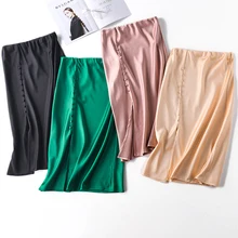 Корейские повседневные юбки женская шелковая юбка женская элегантная женская атласная Офисная Женская облегающая юбка с высокой талией Faldas Mujer Moda