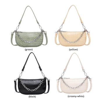 

Stone Pattern PU Leather Pure Color Shoulder Handbags Women Lady Casual Chain Armpit Crossbody Messenger Bags