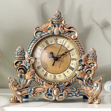 Creative Retro Living Room Resin Clock Desk Clock Ornaments Bedroom Desktop Silent Clocks