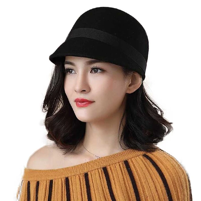 Faringoto Fedora - Cappello da donna vintage in feltro di lana unisex con bordo largo, arancione, M