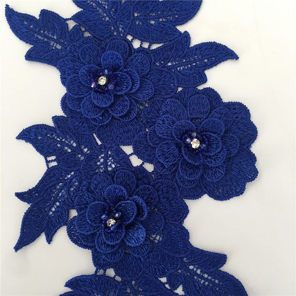 Новое поступление 3D Цветочная вышивка аппликация кружевной воротник декольте DIY Стразы для шитья кружевная ткань платья аксессуары Скрапбукинг