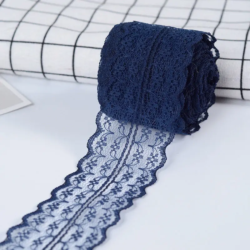 Tibetan Blue 12yds 45 мм широкая Двусторонняя ремесла кружевная тесьма обрезанная лента Свадьба/День рождения/Рождество/украшения - Цвет: Tibetan Blue