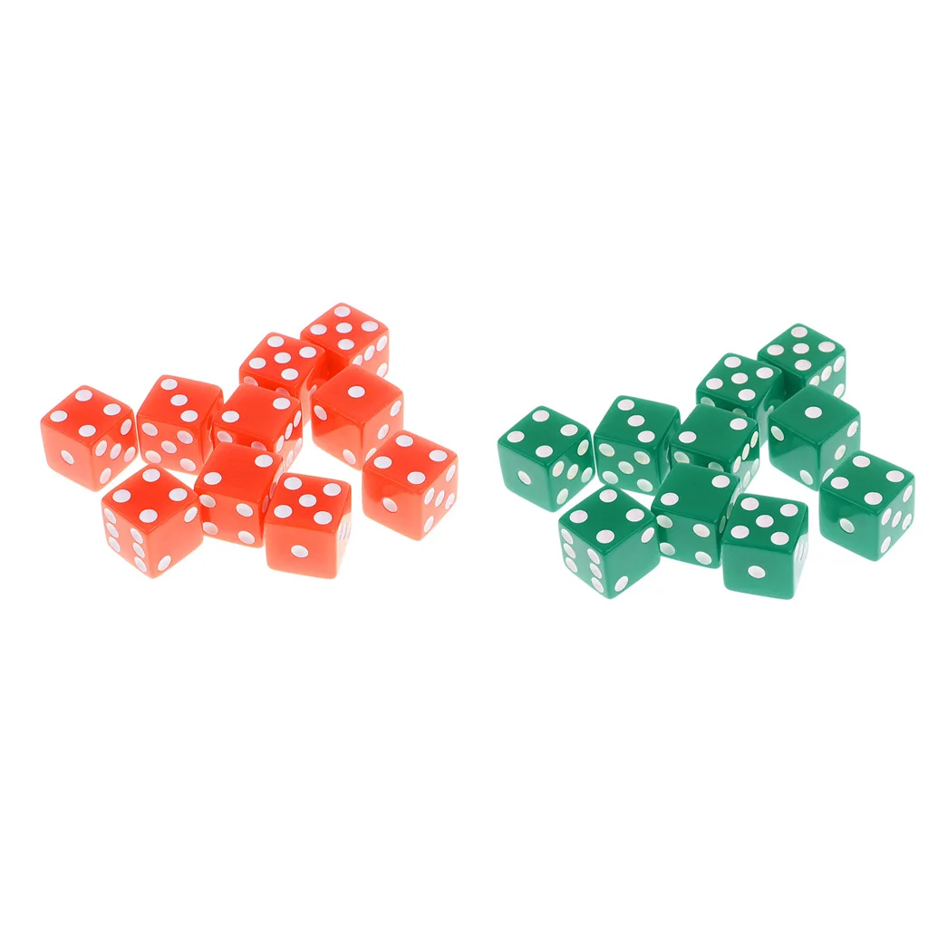 20Pcs 16mm D6 6 Sided Dices White Dotted for DND TRPG MTG Party Fun Toy Gift