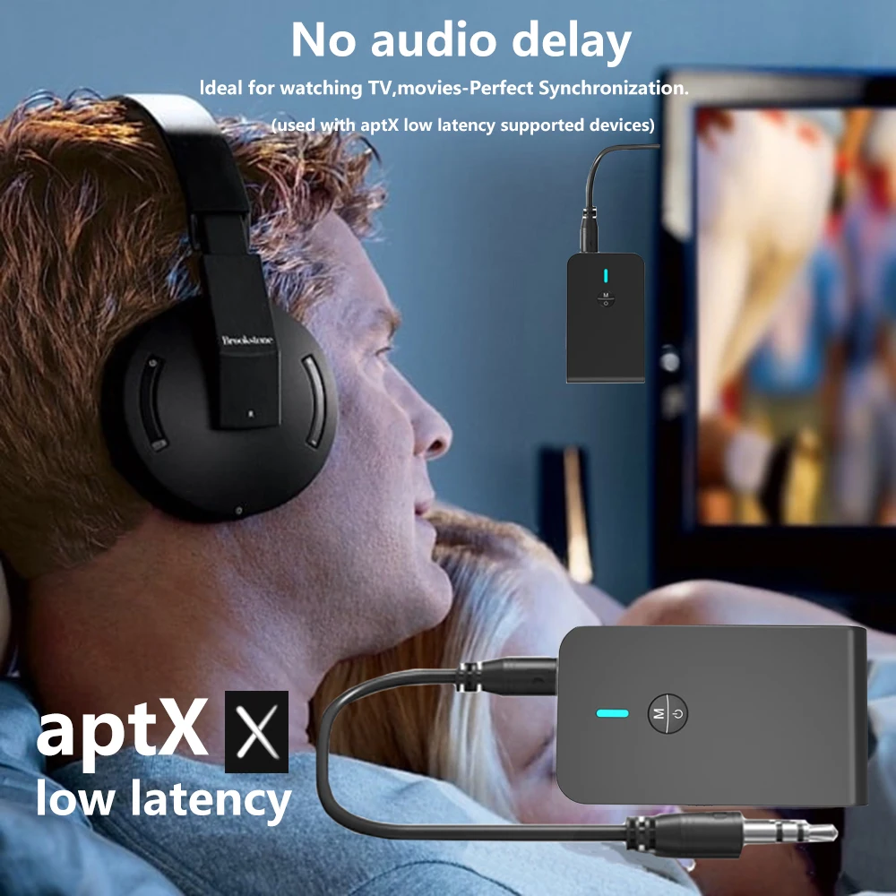 Low latency 5.0 Bluetooth Transmitter Receiver 2 In 1 Audio Wireless Adapter For Car TV PC Speaker Headphone 3.5MM Aux Jack