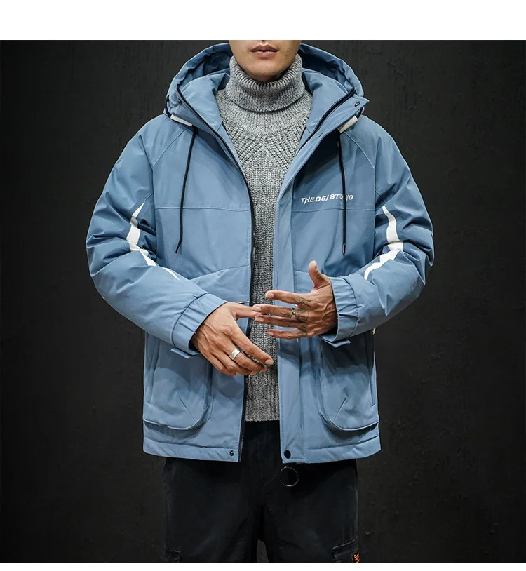 Winter Thick Hooded Jackets Parka Men Military Silk-Like Cotton Oversized Japanese Loose Coat Hip Hop Streetwear Men's Overcoat