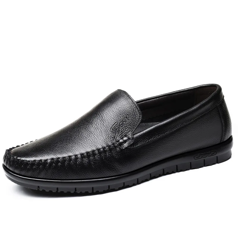Мужская обувь; повседневные брендовые слипоны; Роскошная официальная обувь; мужские лоферы; мокасины из натуральной кожи; коричневая обувь для вождения - Цвет: BLACK