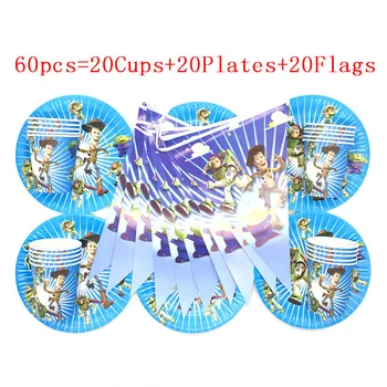 

60/30pcs Toy Story 3 Theme Birthday Party Disposable Tableware for boys Birthday Decoration Plates Cups Banners Party Supplies
