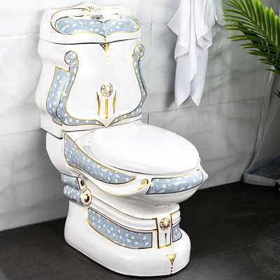 Light blue toilet Унитаз в европейском стиле с тиснением, роскошный цвет, золотой, зеленый, синий, туалет высокого класса, для дома, отеля, виллы, Туалет - Цвет: Light blue toilet