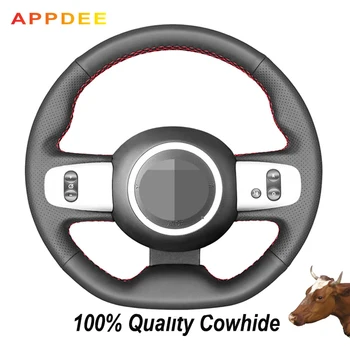 

Hand-stitched Black Genuine Leather Steering Wheel Cover for Renault Twingo 3 2014-2019 Twingo RS 2014-2019