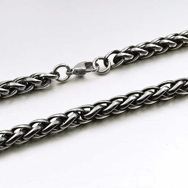 7MM WIDE Vintage Moorvan, мужское ожерелье, нержавеющая сталь, для мальчиков, ювелирное изделие, 40 см-90 см, плетеное звено, пшеничная цепочка, ожерелье для женщин, панк-рок, байкер, подарок, VN347 - Окраска металла: 7MM WIDE Vintage