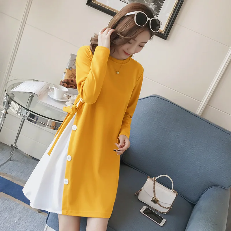 

302 # Photo Shoot New Style Maternity Clothes Spring Fashion Pregnant Women Dress Irregular Joint Loose Maternity Dress
