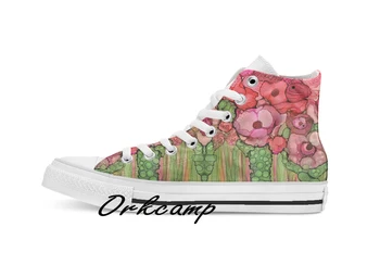 

Wild Pink Poppies Custom Casual High Top lace-up Canvas shoes sneakers Drop shipping