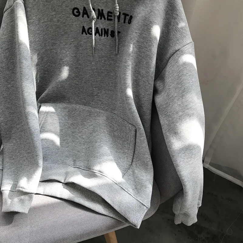 Женские толстовки из флиса с вышитой надписью Sudadera Mujer Kpop, женские толстовки на осень и зиму, свободные худи Harajuku, корейские повседневные худи