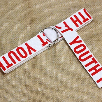 

D-Ring Buckle Women Belt Casual Adult All Match Adjustable Wide Decorative Letter Print Webbing Waist Band Canvas Accessories