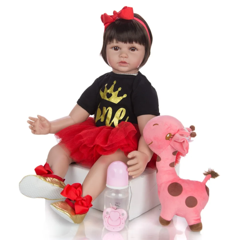 

KEIUMI 24 Inch Elegant Reborn Baby Girl Doll 60 cm Soft silicone Cloth Body Princess Doll Boneca Reborn toddler Kids Playmate
