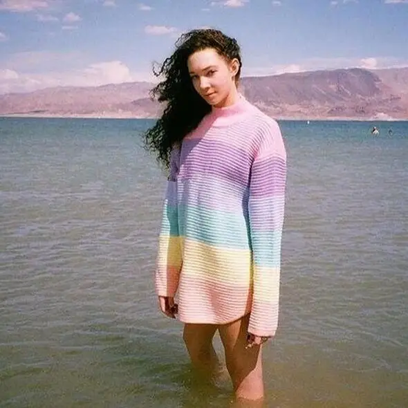 Women Pullover Urtleneck Rainbow Sweater Maccaron Color Stripes Loose Tumblr Female 2020 Spring Autumn New DW981 | Женская одежда