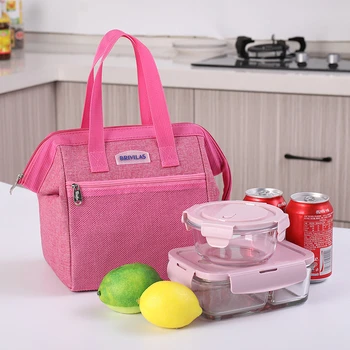 

Simple Lunch Bag Cotton Frog Mouth Food Picnic Ice Bag Insulated Tote Cooler Bag Thermal Child Big Capacity Women Aluminum Foil