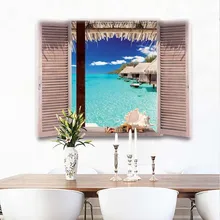 3D наклейки на окно с видом на океан, Производители экологически чистых художественных креативные настенные наклейки, наклейки на стену, ПВХ