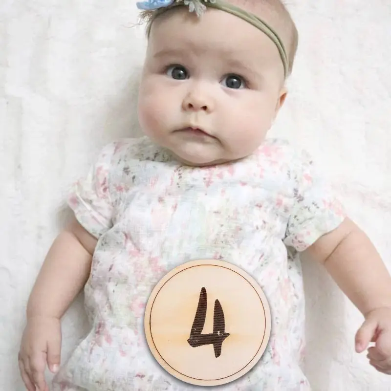 

12 Pcs/set Baby Kids Milestone Card Round Shape Numbers Infants Newborn Shower Gift Photo Prop Unisex A2UB