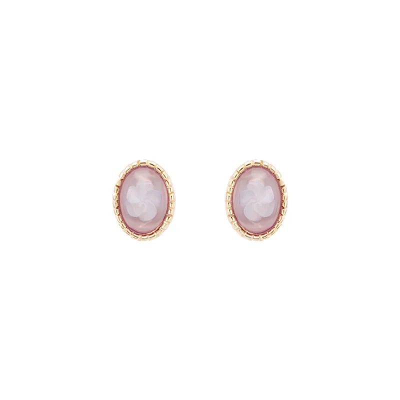 

Korean Fashion Women Ear Rings 2019 Vintage Baroque Resin Earrings Flower Earrings Prevent allergy Pink Jewelry