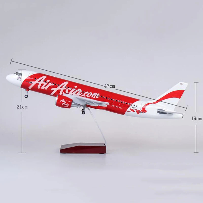 1/80 47 см Airbus A320 NEO Air Asia. Com модель самолета из сплава База W шасси и светильник игрушки самолет с фиксированным крылом