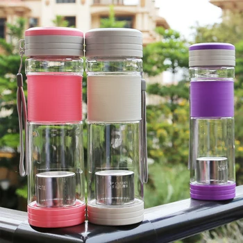 

GUIBOBO Infuser Tea Cup Bottle Portable Plastic Leak-proof For Office Tour Riding Camping NO019691246