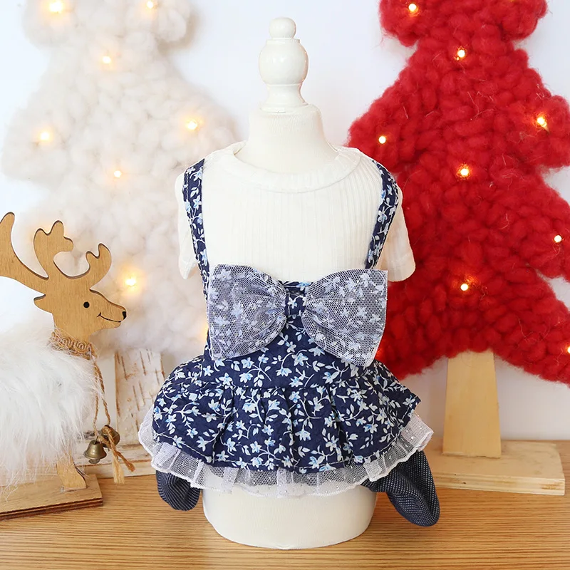 

Floral Lace Two-Piece Dog Dress Pet Products Summer 100% Cotton Clothing For Dogs Cat Chihuahua Teddy Puppy Dog Clothes Rabbit